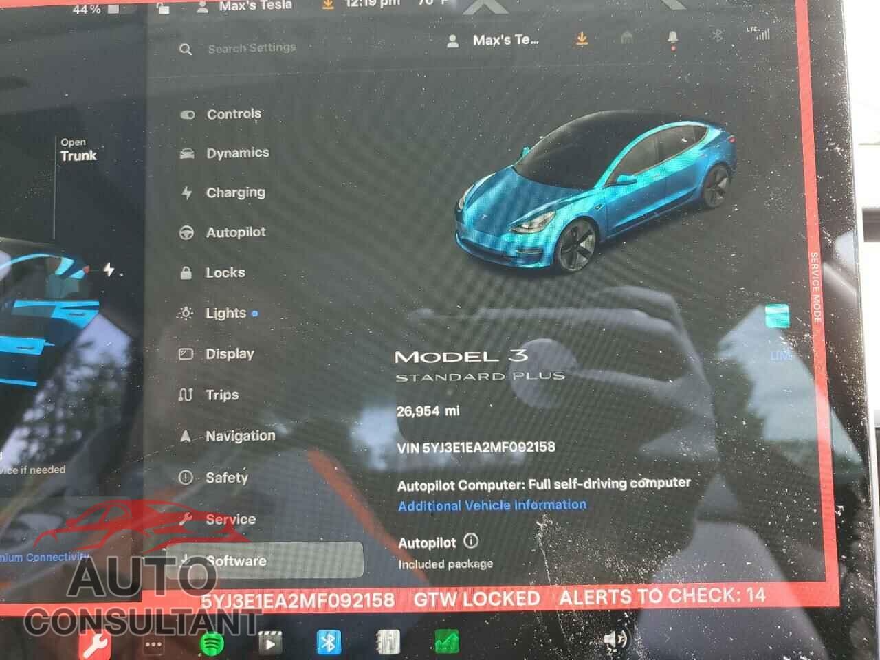 TESLA MODEL 3 2021 - 5YJ3E1EA2MF092158