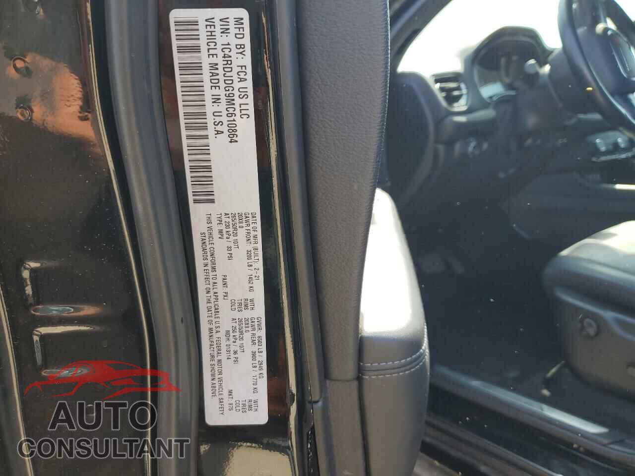 DODGE DURANGO 2021 - 1C4RDJDG9MC610864
