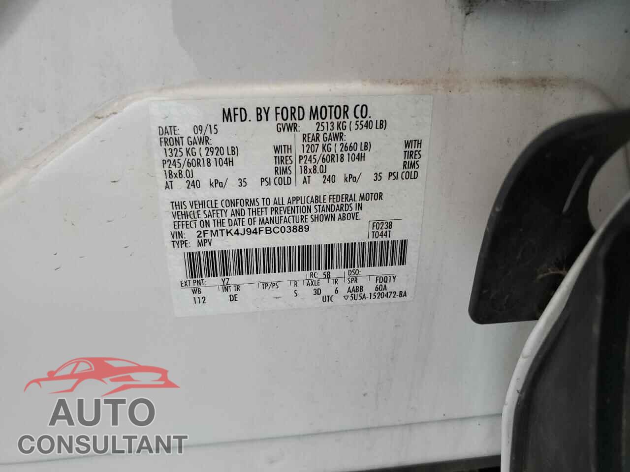 FORD EDGE 2015 - 2FMTK4J94FBC03889