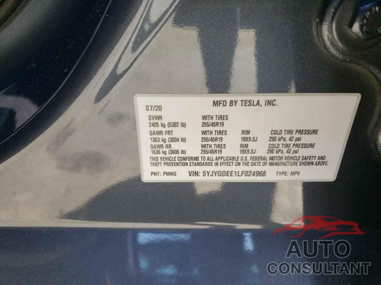 TESLA MODEL Y 2020 - 5YJYGDEE1LF024968