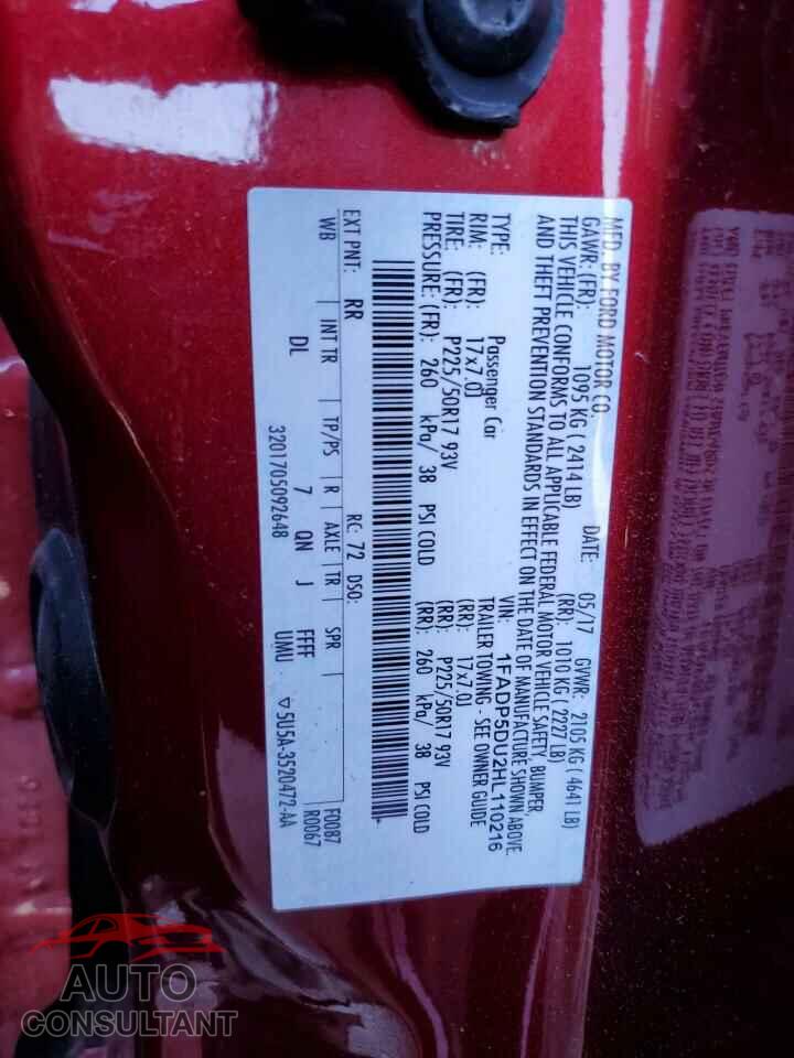 FORD CMAX 2017 - 1FADP5DU2HL110216