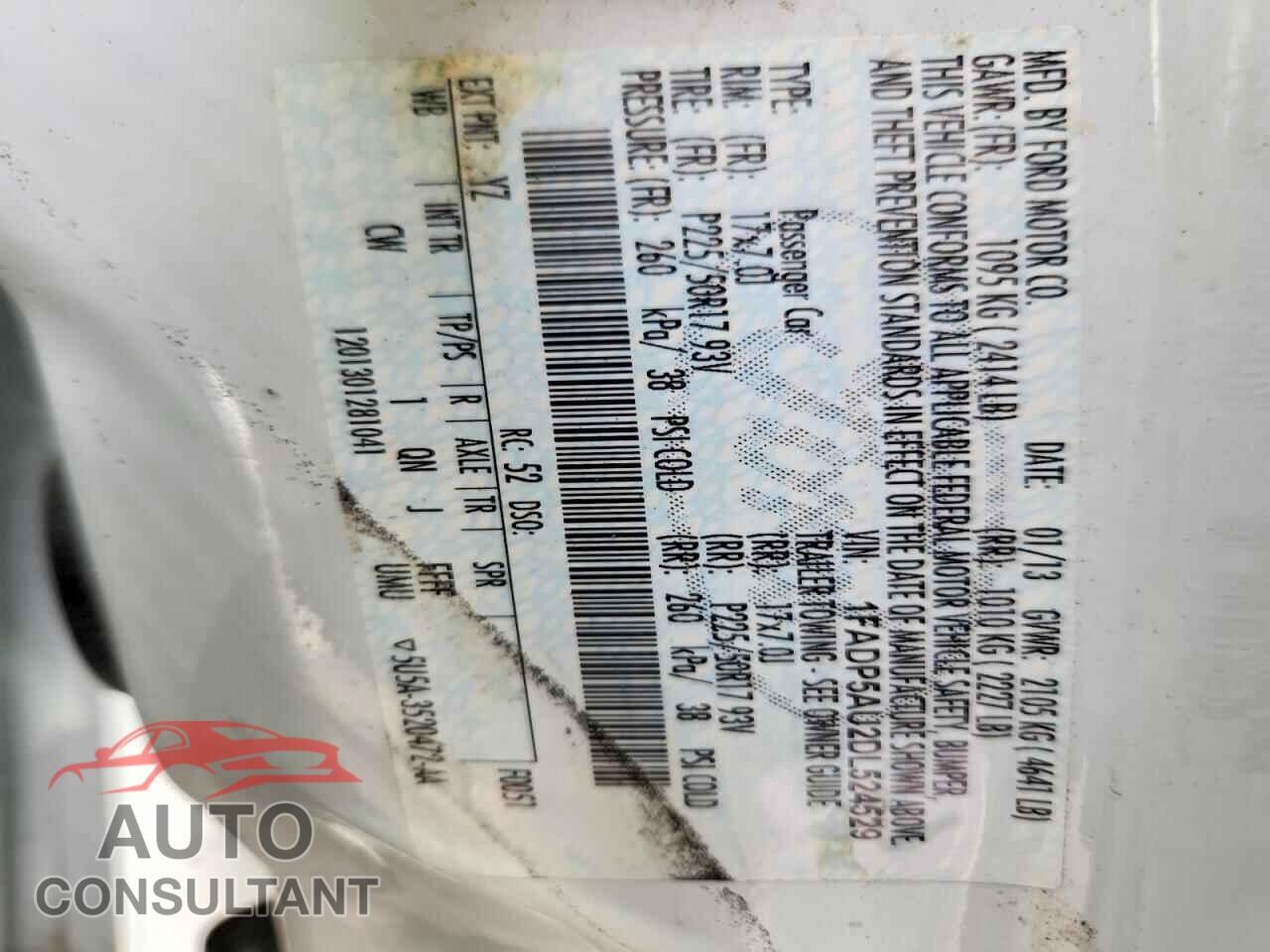 FORD CMAX 2013 - 1FADP5AU2DL524529