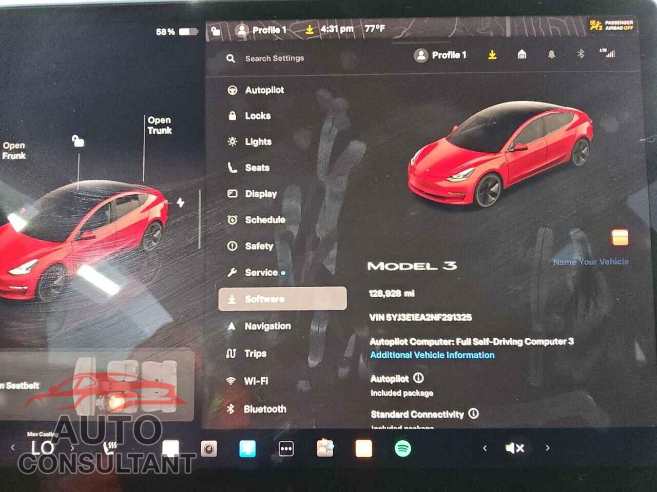 TESLA MODEL 3 2022 - 5YJ3E1EA2NF291325