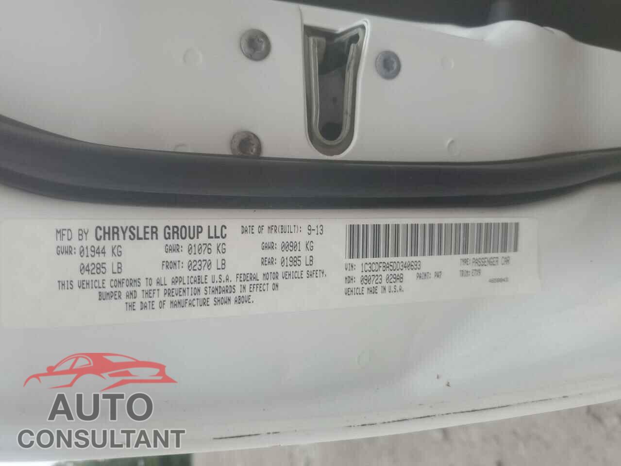 DODGE DART 2013 - 1C3CDFBA5DD340693