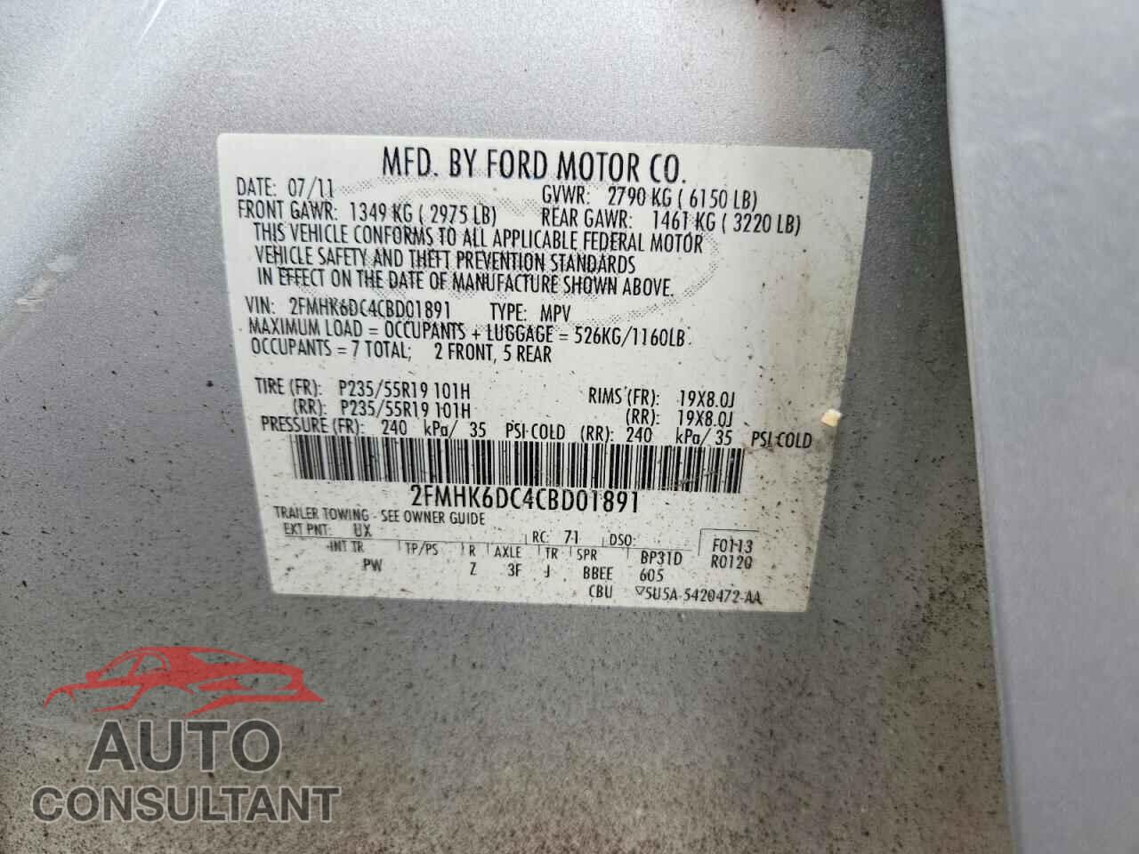 FORD FLEX 2012 - 2FMHK6DC4CBD01891