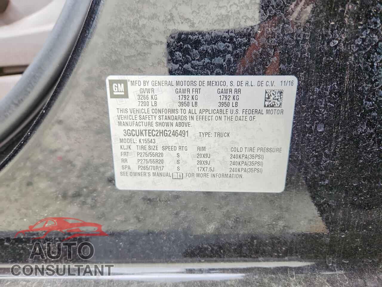CHEVROLET SILVERADO 2017 - 3GCUKTEC2HG246491