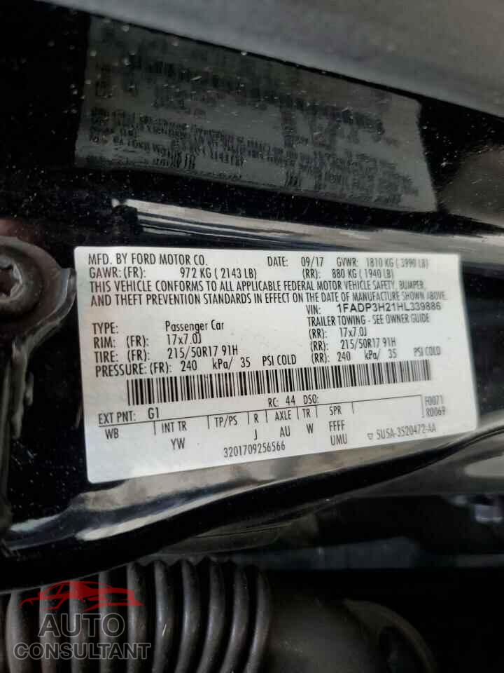 FORD FOCUS 2017 - 1FADP3H21HL339886