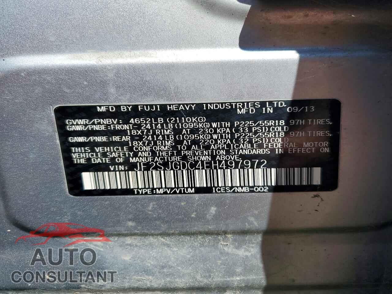 SUBARU FORESTER 2014 - JF2SJGDC4EH497972
