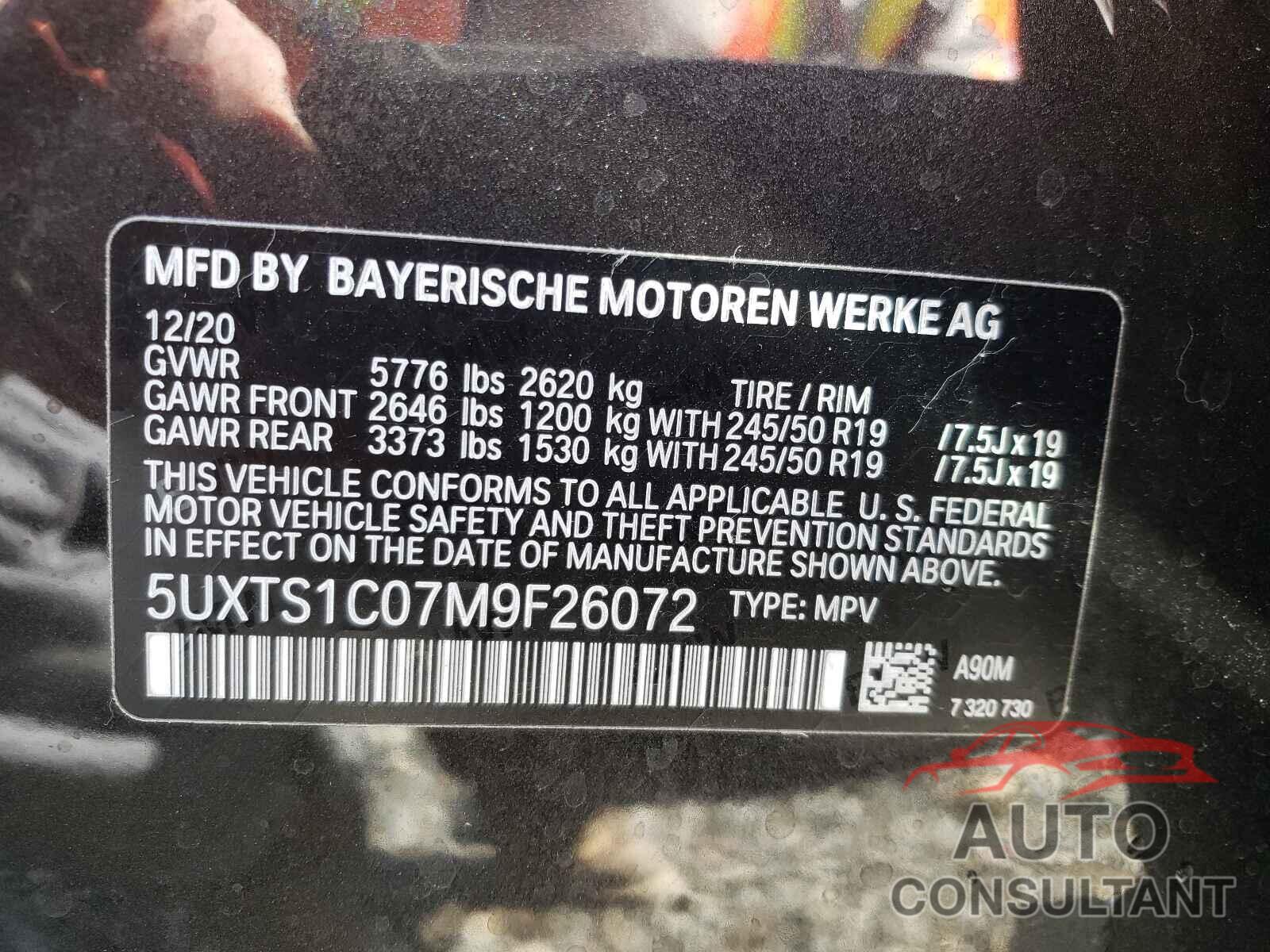 BMW X3 2021 - 5UXTS1C07M9F26072
