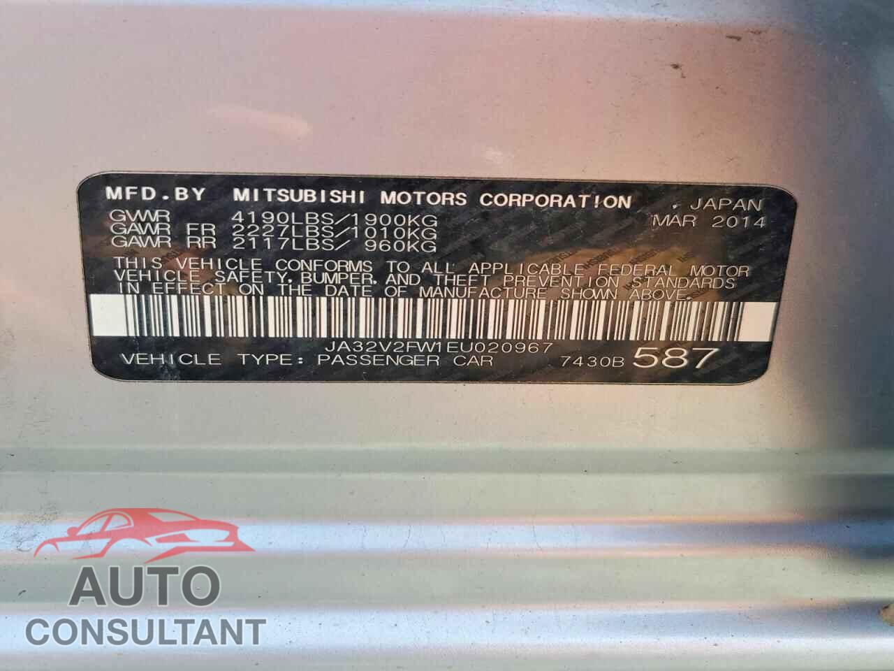 MITSUBISHI LANCER 2014 - JA32V2FW1EU020967