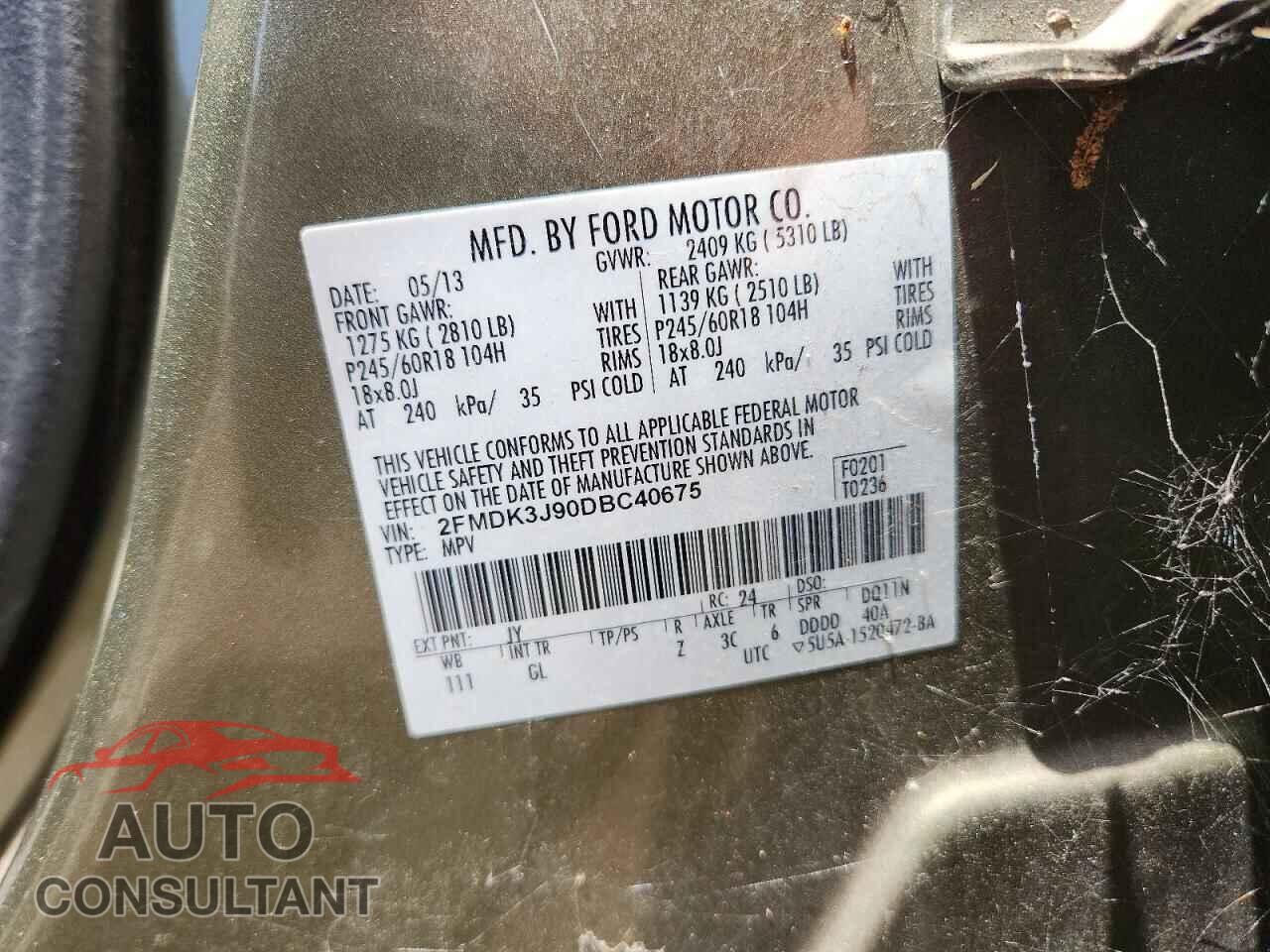 FORD EDGE 2013 - 2FMDK3J90DBC40675