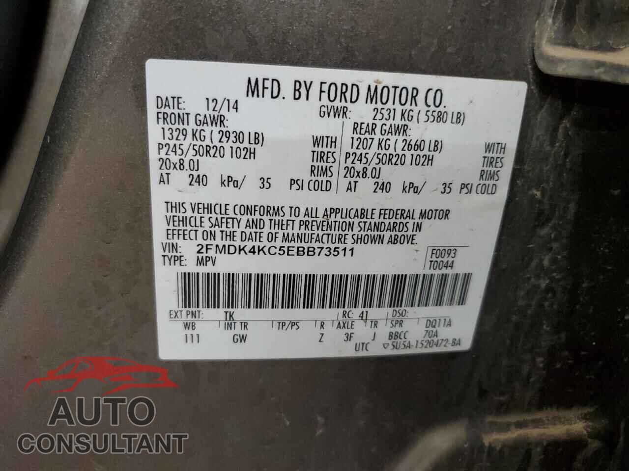 FORD EDGE 2014 - 2FMDK4KC5EBB73511