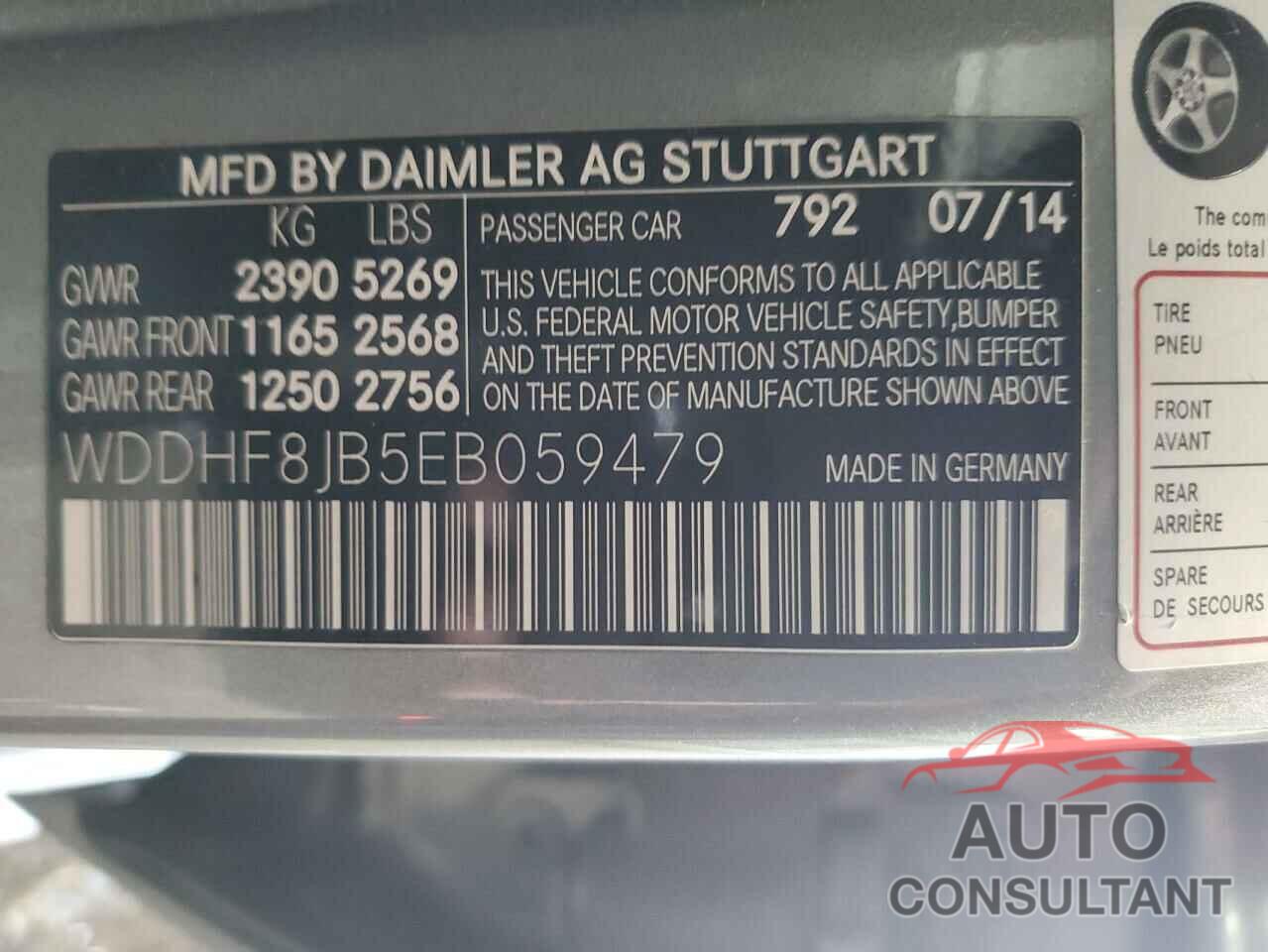 MERCEDES-BENZ E-CLASS 2014 - WDDHF8JB5EB059479