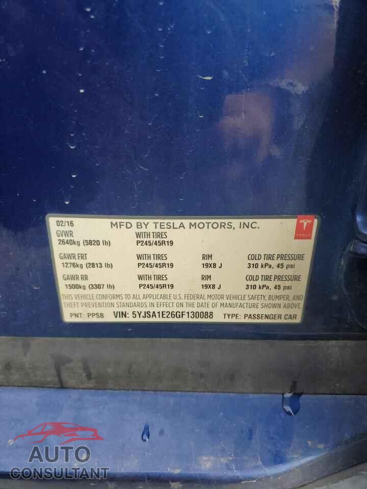 TESLA MODEL S 2016 - 5YJSA1E26GF130088