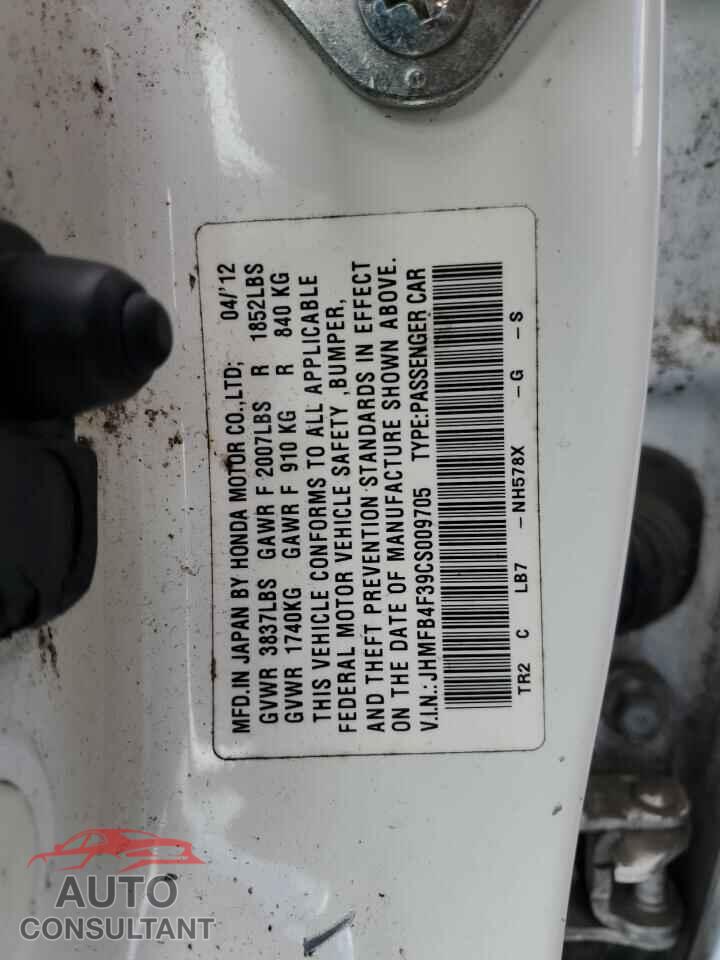 HONDA CIVIC 2012 - JHMFB4F39CS009705