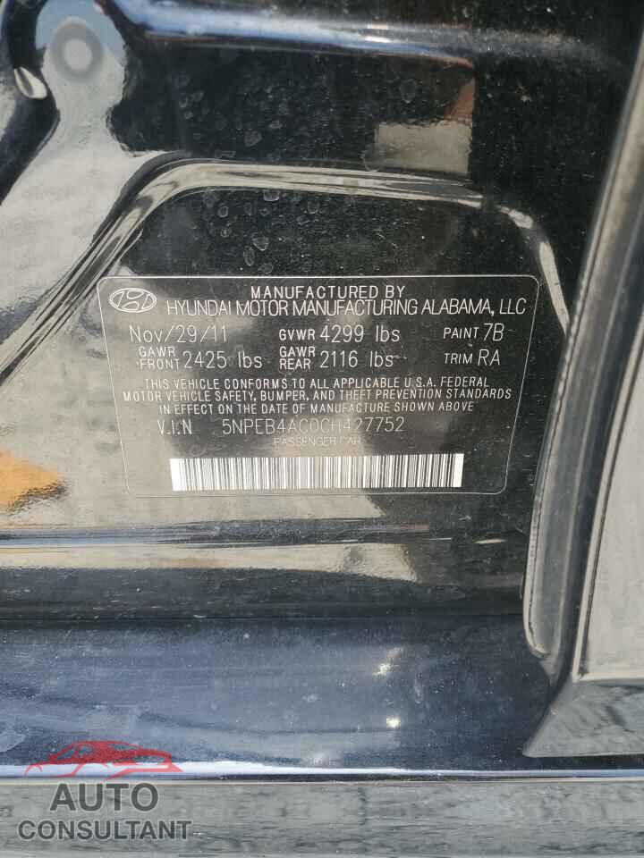 HYUNDAI SONATA 2012 - 5NPEB4AC0CH427752