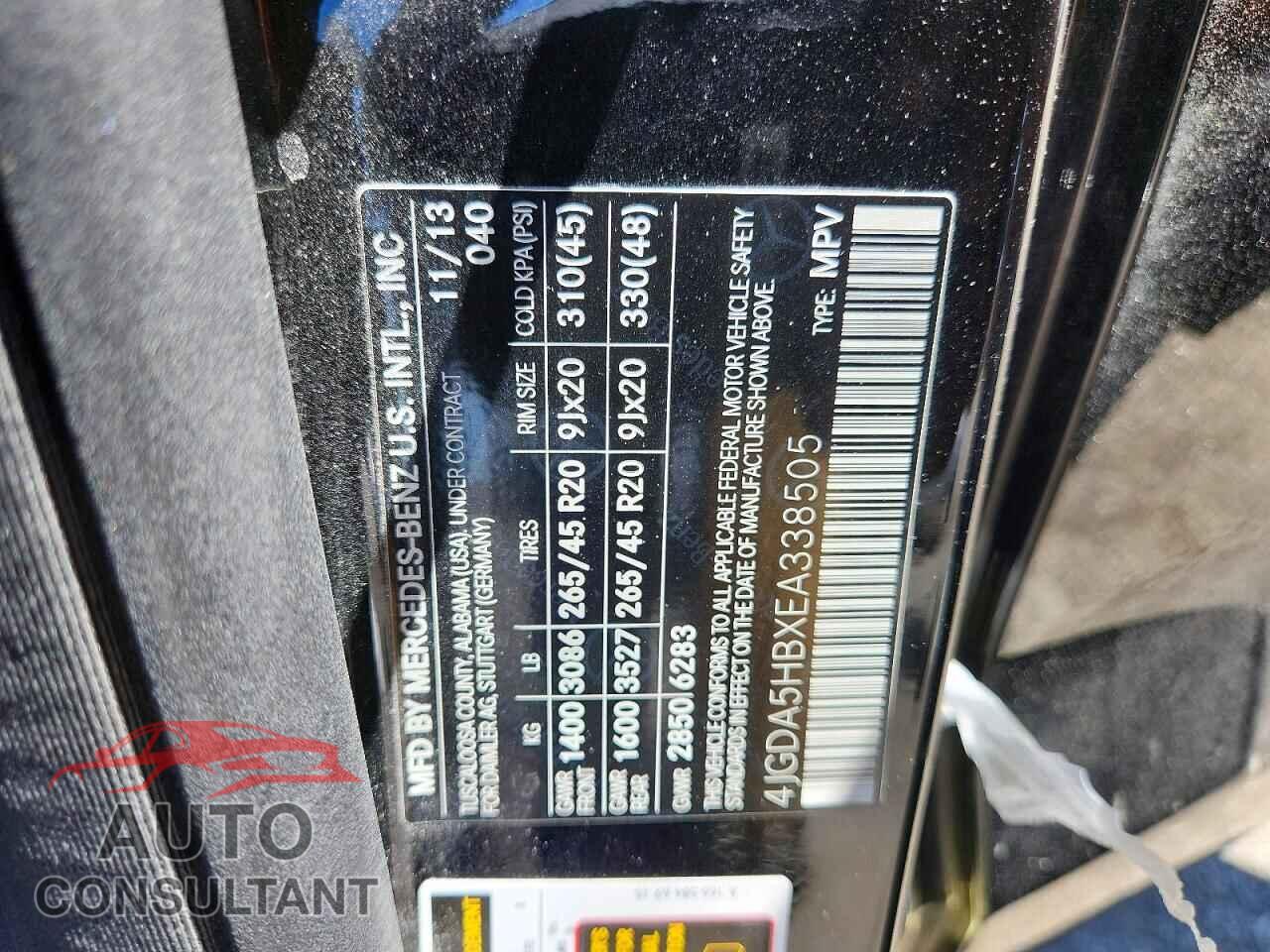 MERCEDES-BENZ M-CLASS 2014 - 4JGDA5HBXEA338505