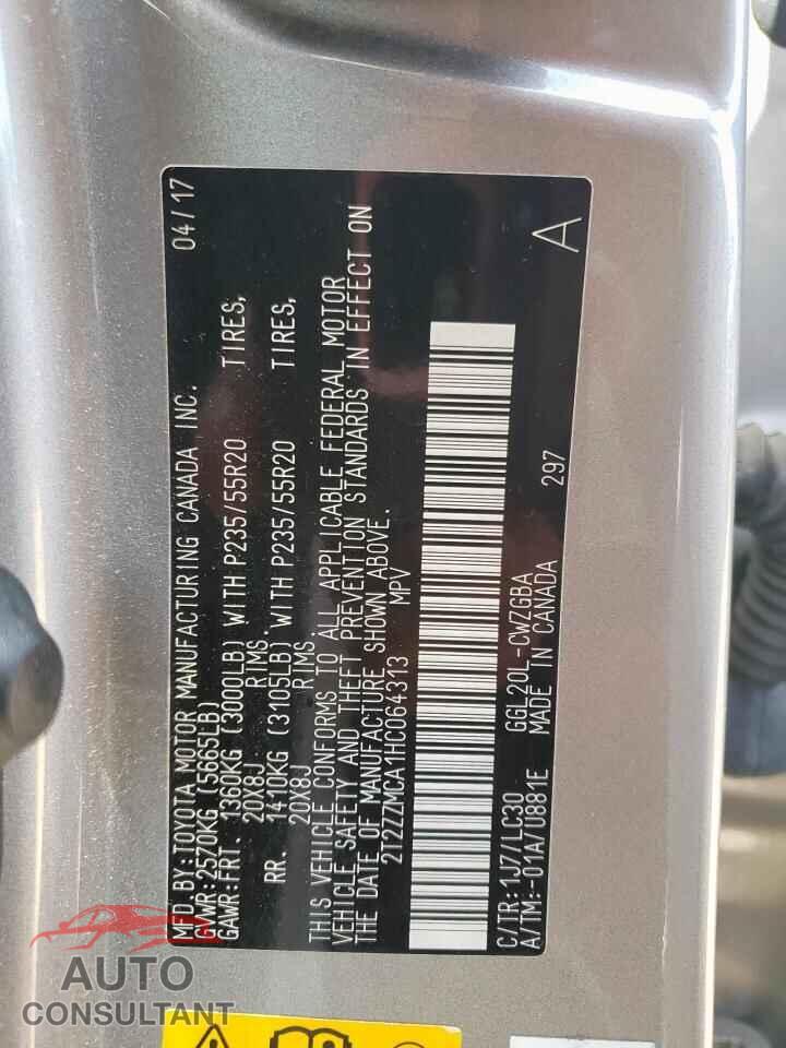 LEXUS RX350 2017 - 2T2ZZMCA1HC064313
