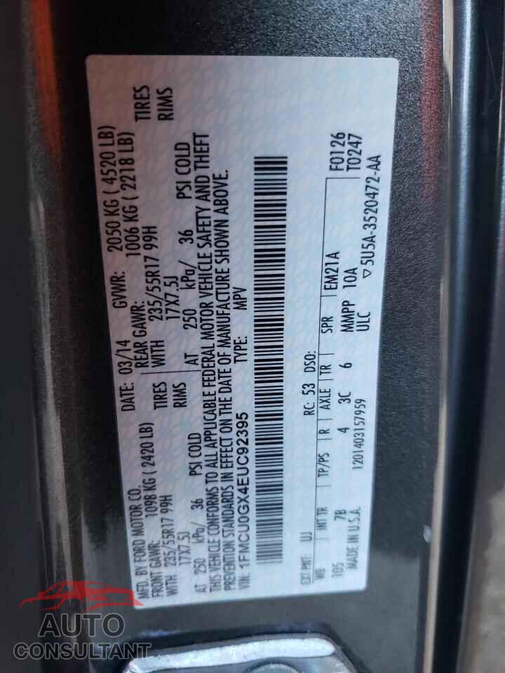 FORD ESCAPE 2014 - 1FMCU0GX4EUC92395