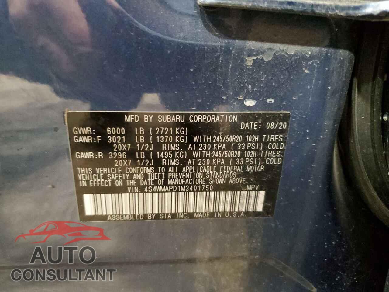 SUBARU ASCENT 2021 - 4S4WMAPD1M3401750