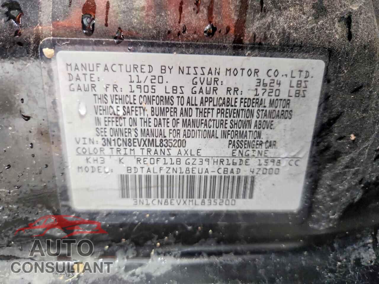 NISSAN VERSA 2021 - 3N1CN8EVXML835200
