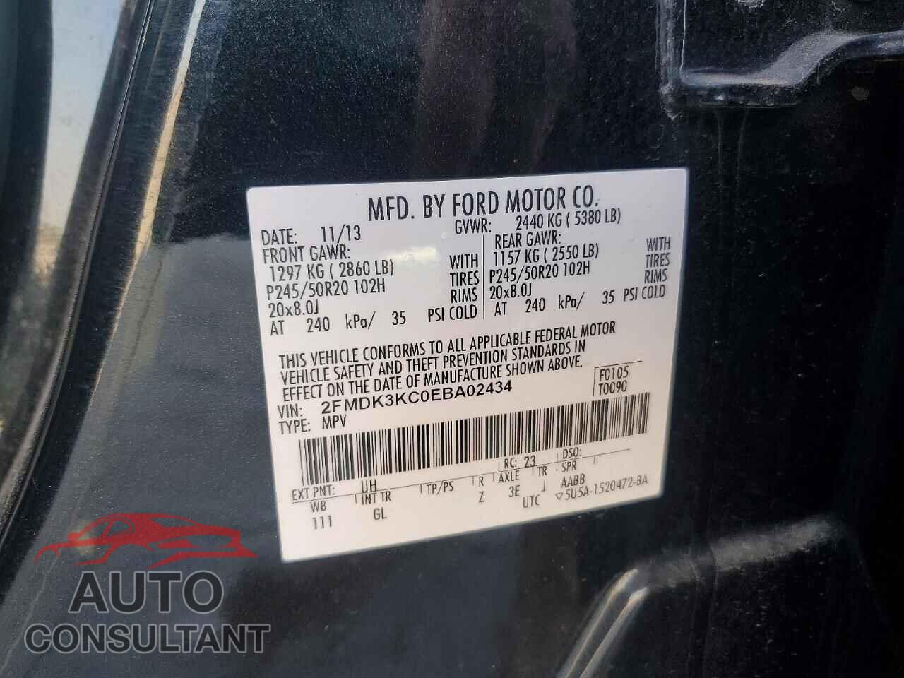 FORD EDGE 2014 - 2FMDK3KC0EBA02434