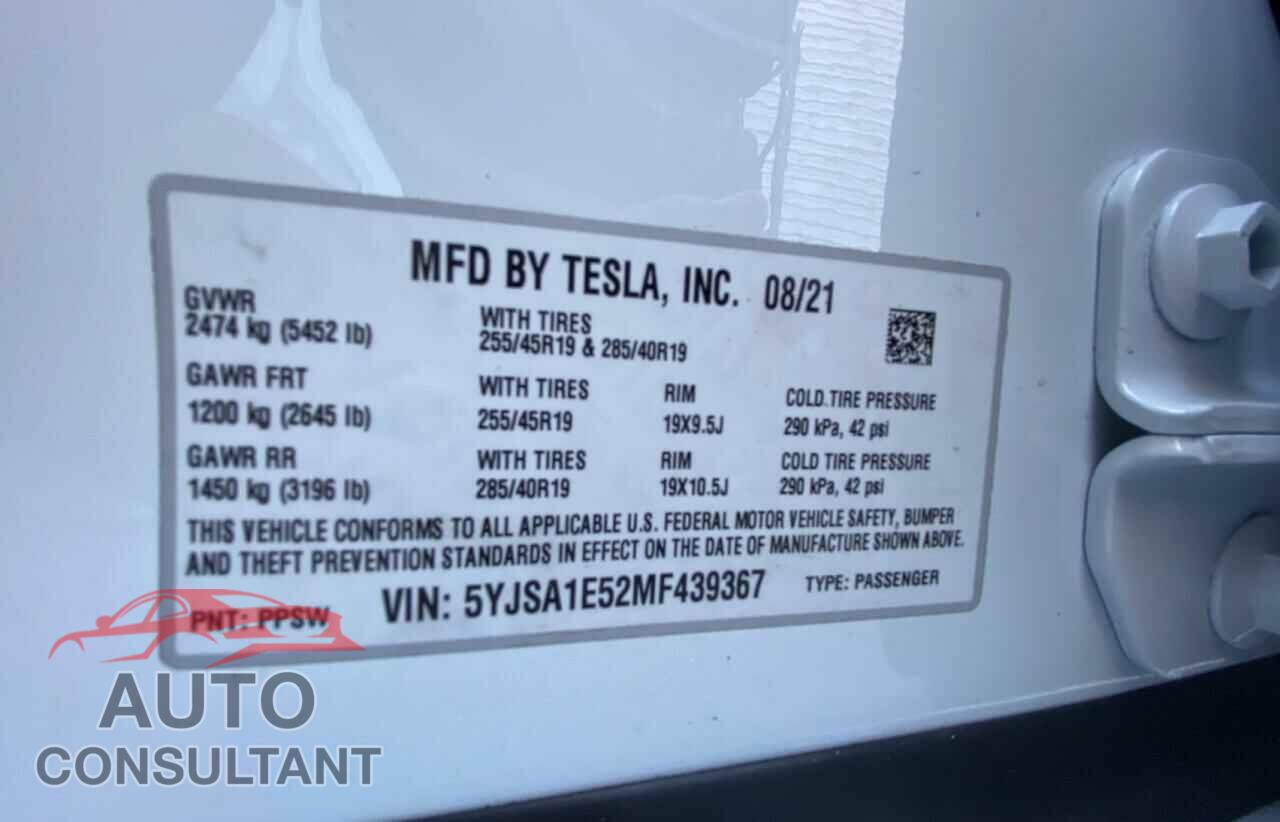 TESLA MODEL S 2021 - 5YJSA1E52MF439367