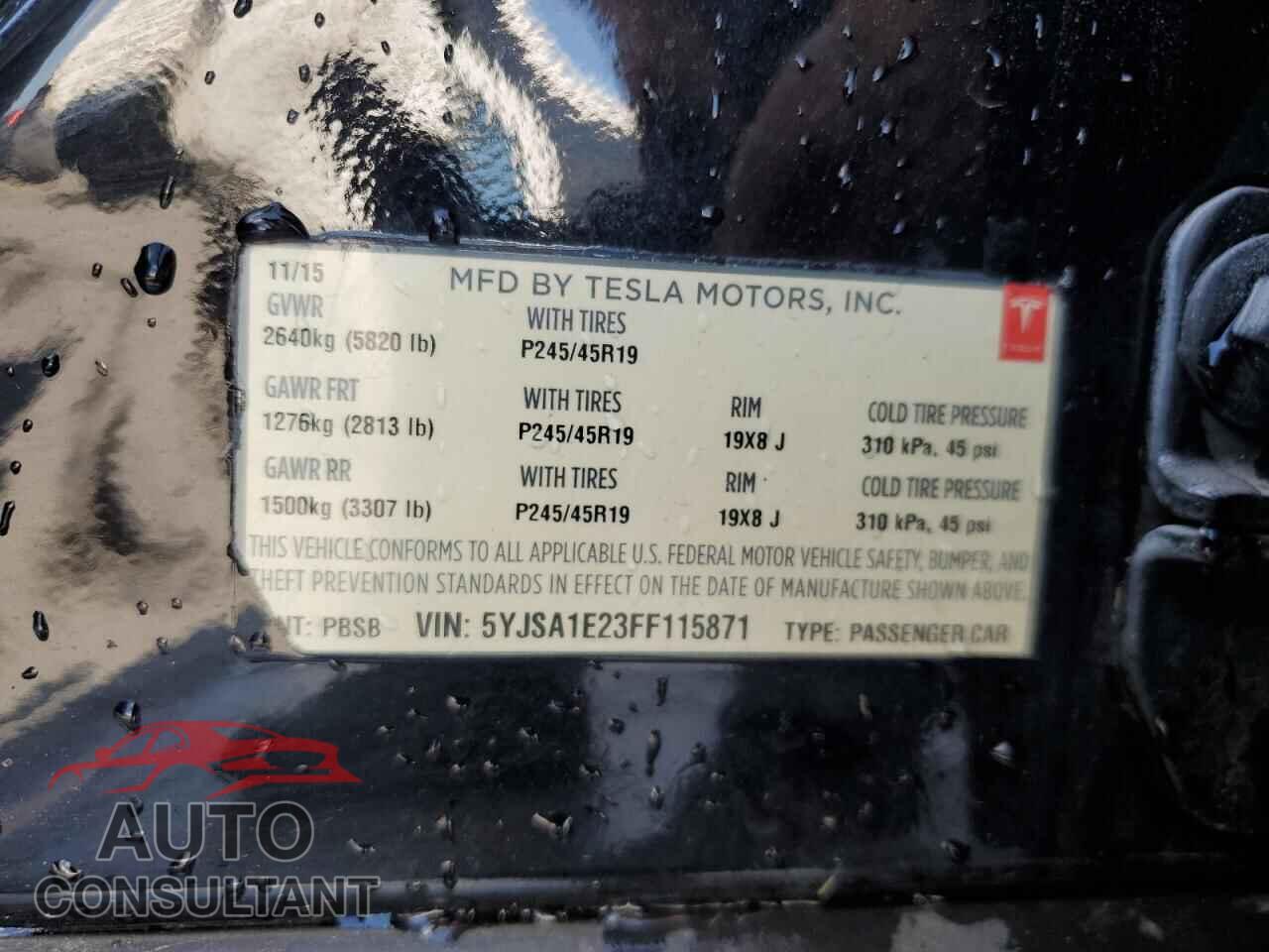TESLA MODEL S 2015 - 5YJSA1E23FF115871