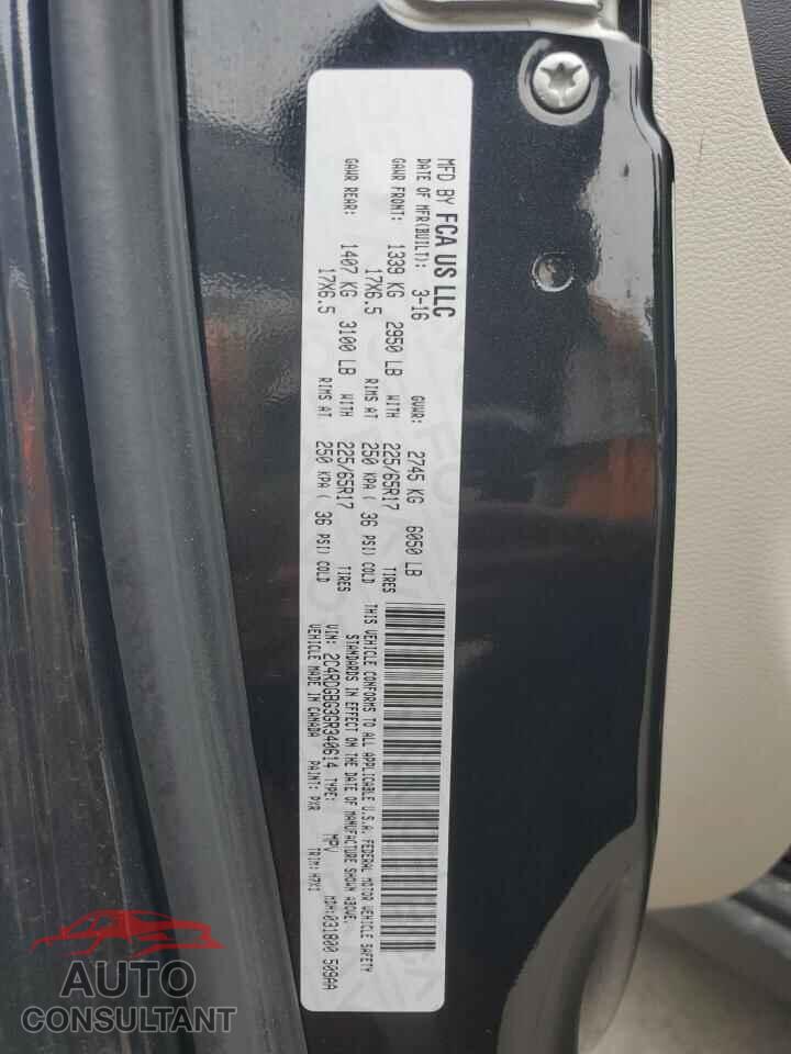 DODGE CARAVAN 2016 - 2C4RDGBG3GR340614
