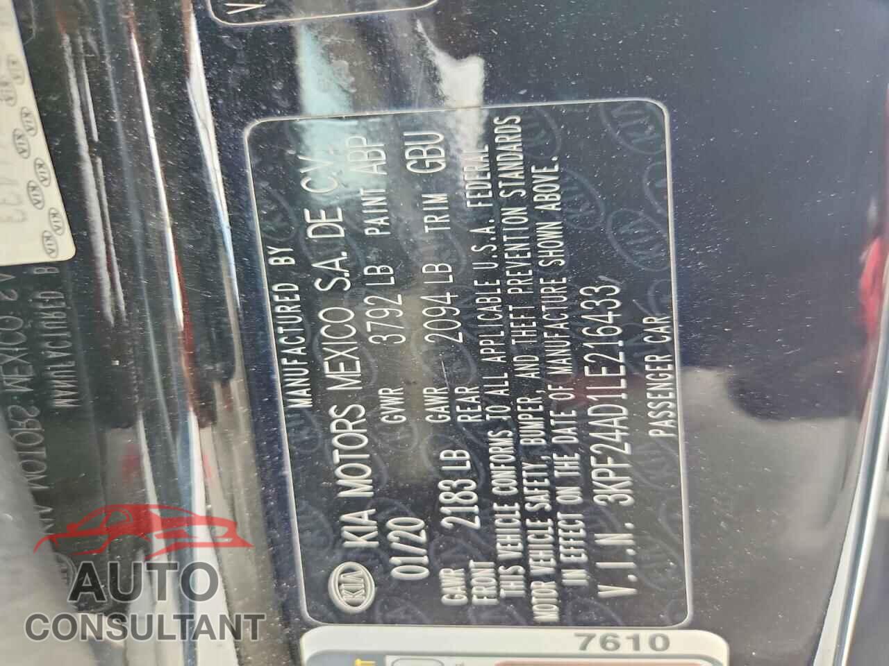 KIA FORTE 2020 - 3KPF24AD1LE216433