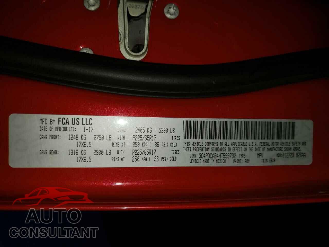 DODGE JOURNEY 2017 - 3C4PDCAB4HT599732