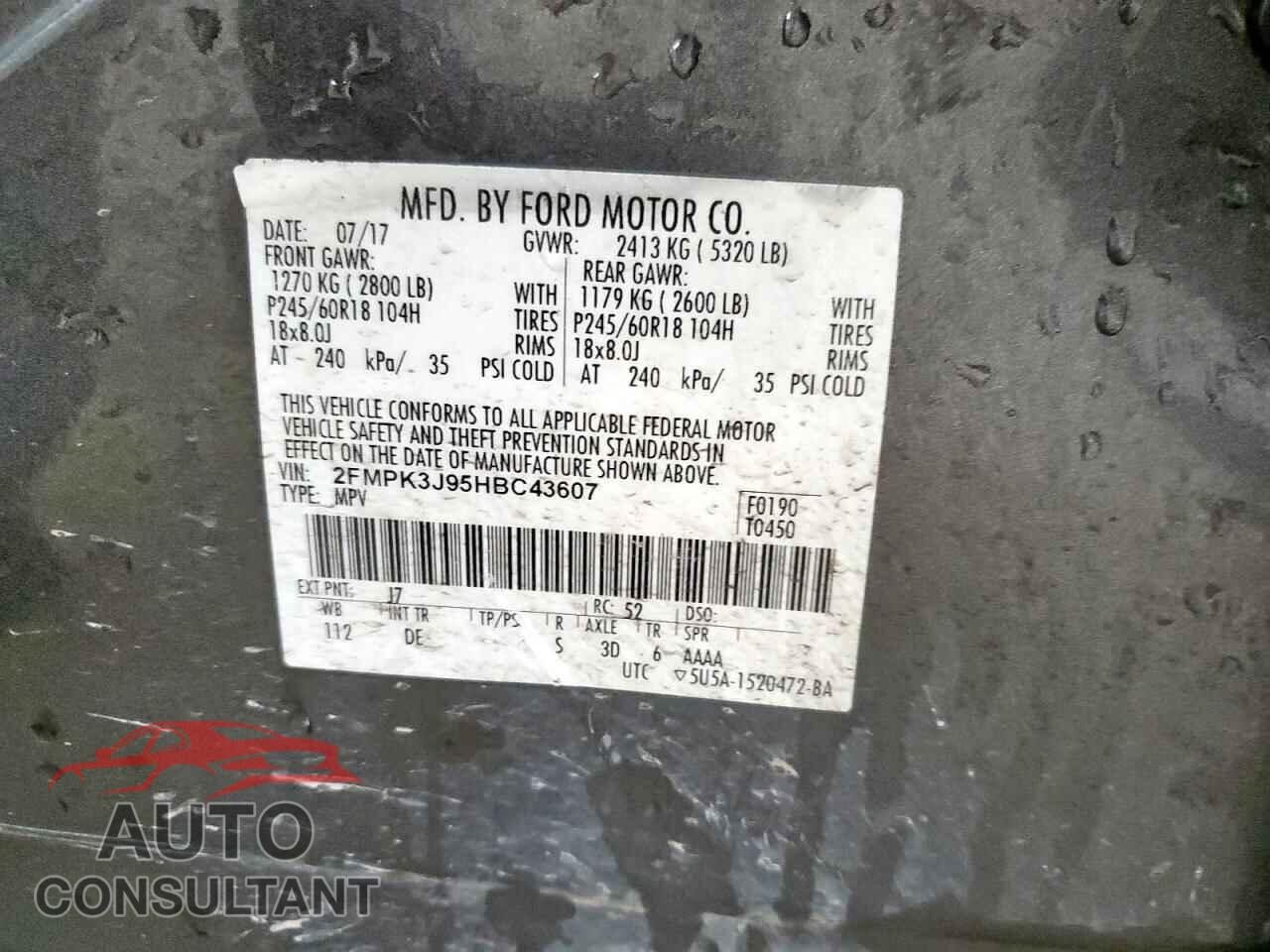 FORD EDGE 2017 - 2FMPK3J95HBC43607