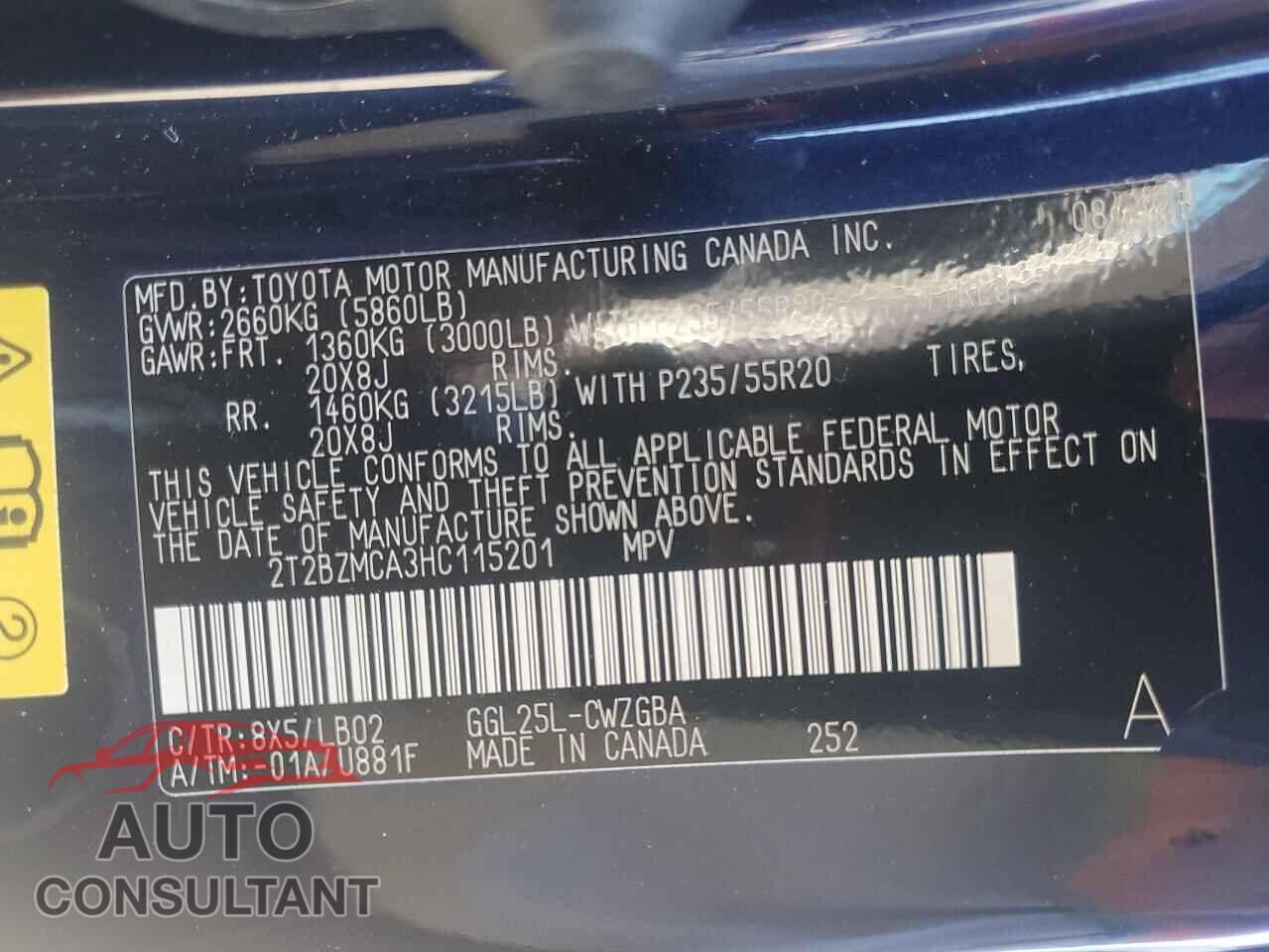 LEXUS RX350 2017 - 2T2BZMCA3HC115201
