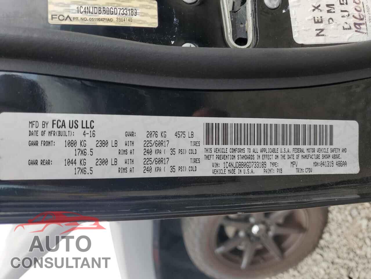 JEEP COMPASS 2016 - 1C4NJDBB0GD733189