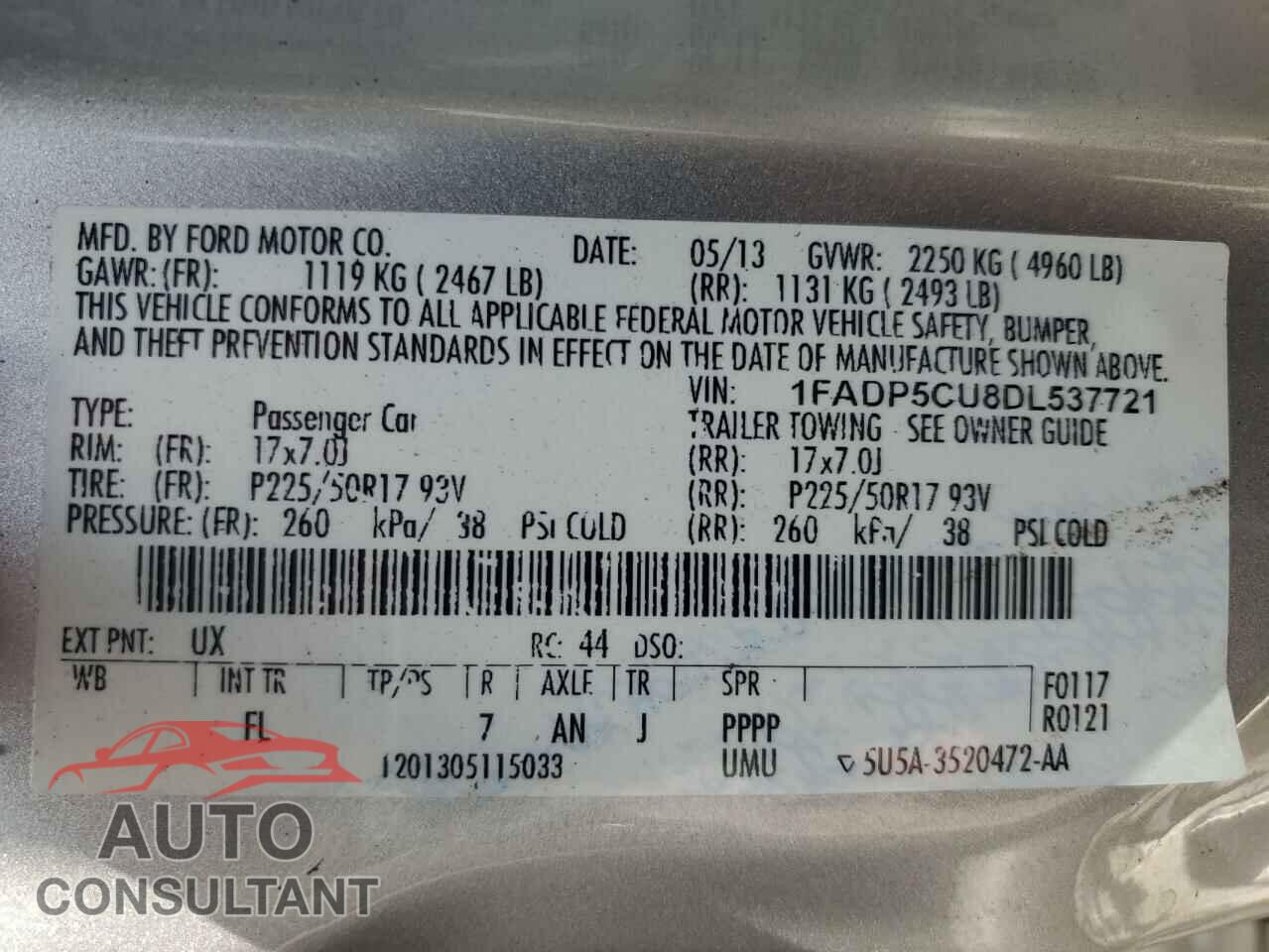 FORD CMAX 2013 - 1FADP5CU8DL537721