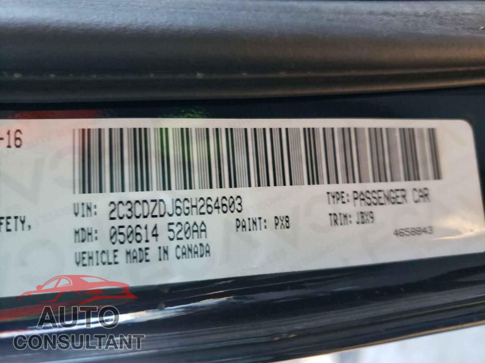 DODGE CHALLENGER 2016 - 2C3CDZDJ6GH264603