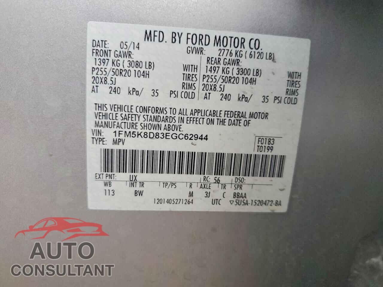 FORD EXPLORER 2014 - 1FM5K8D83EGC62944