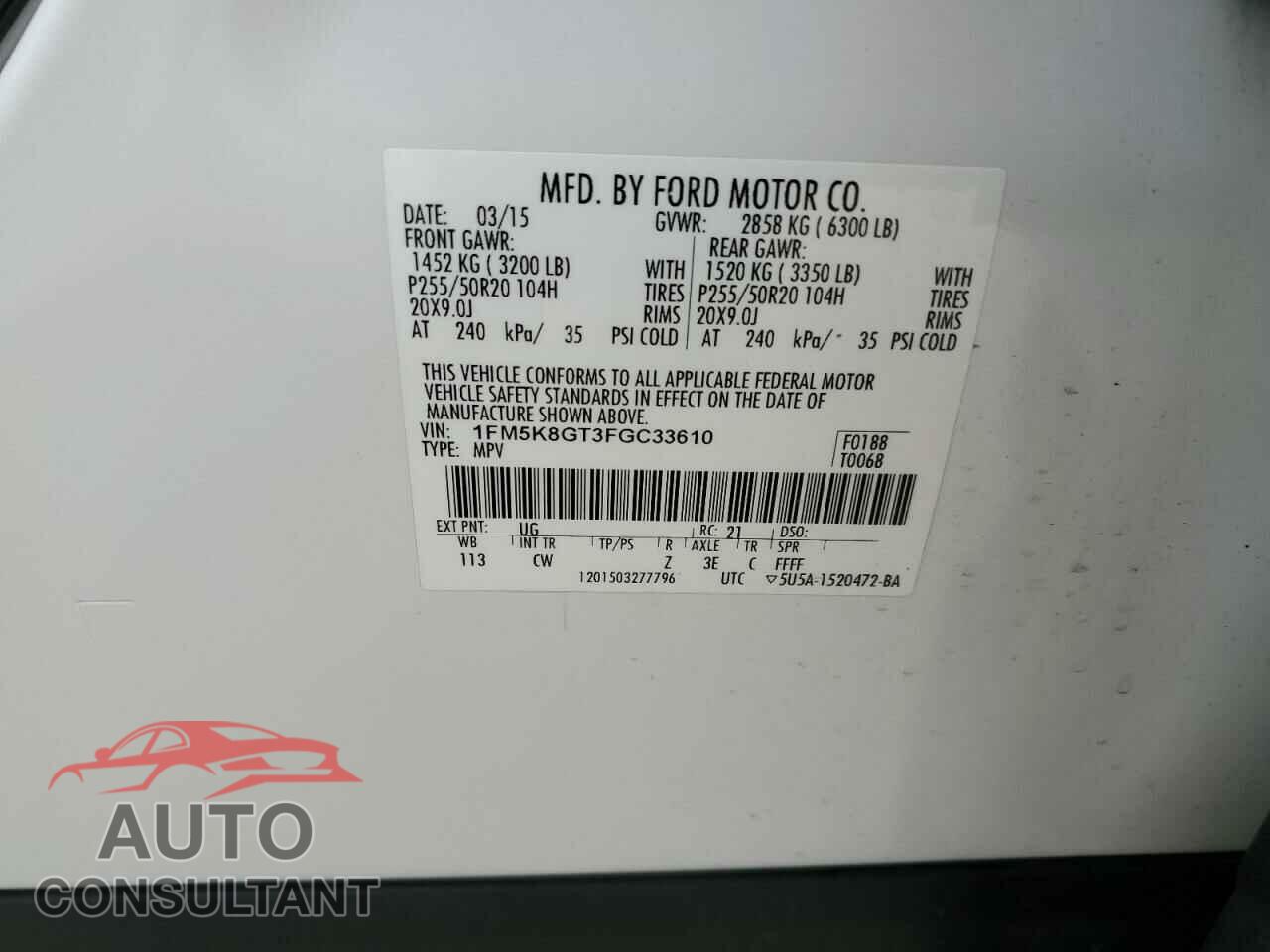FORD EXPLORER 2015 - 1FM5K8GT3FGC33610