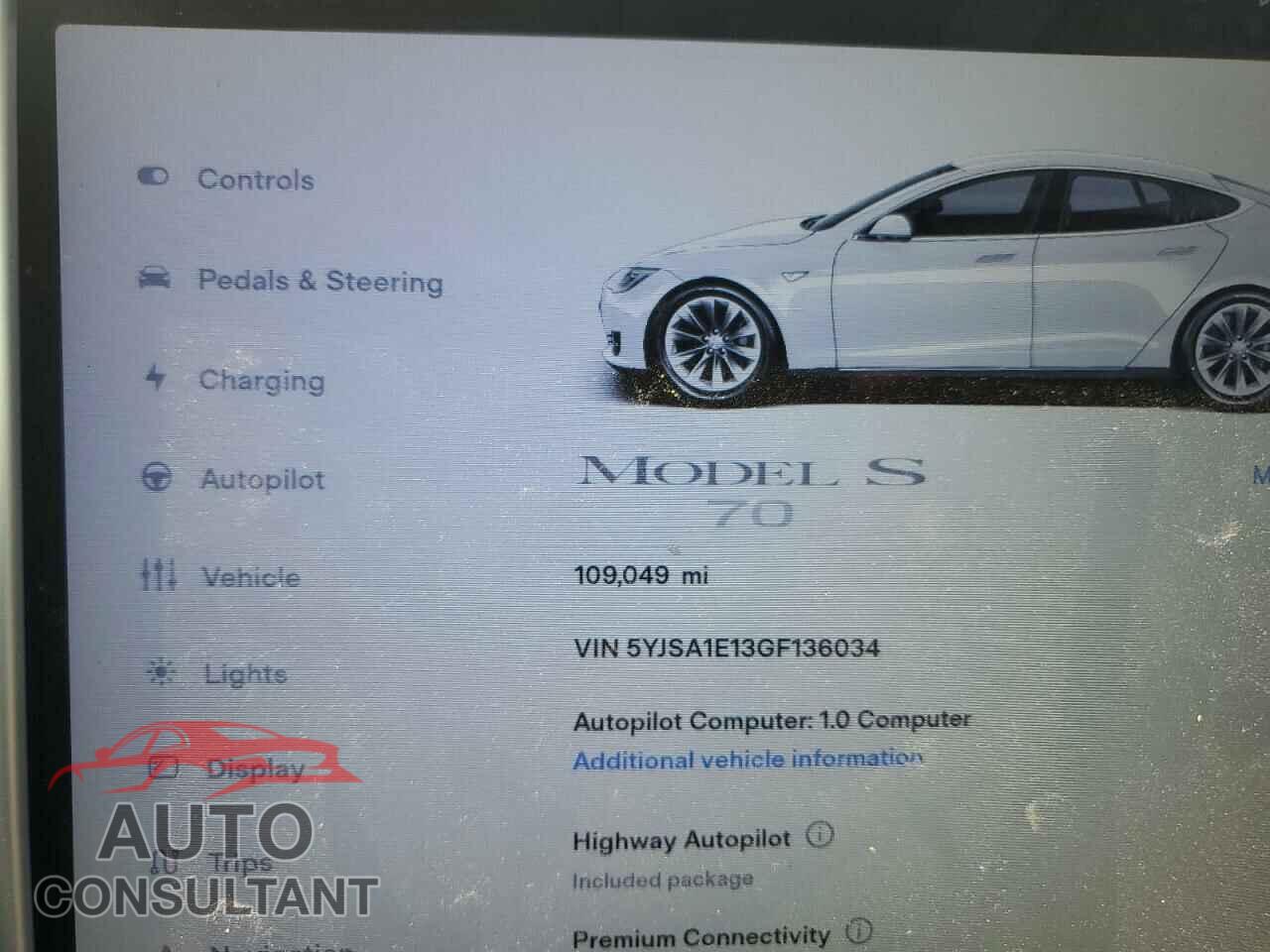 TESLA MODEL S 2016 - 5YJSA1E13GF136034