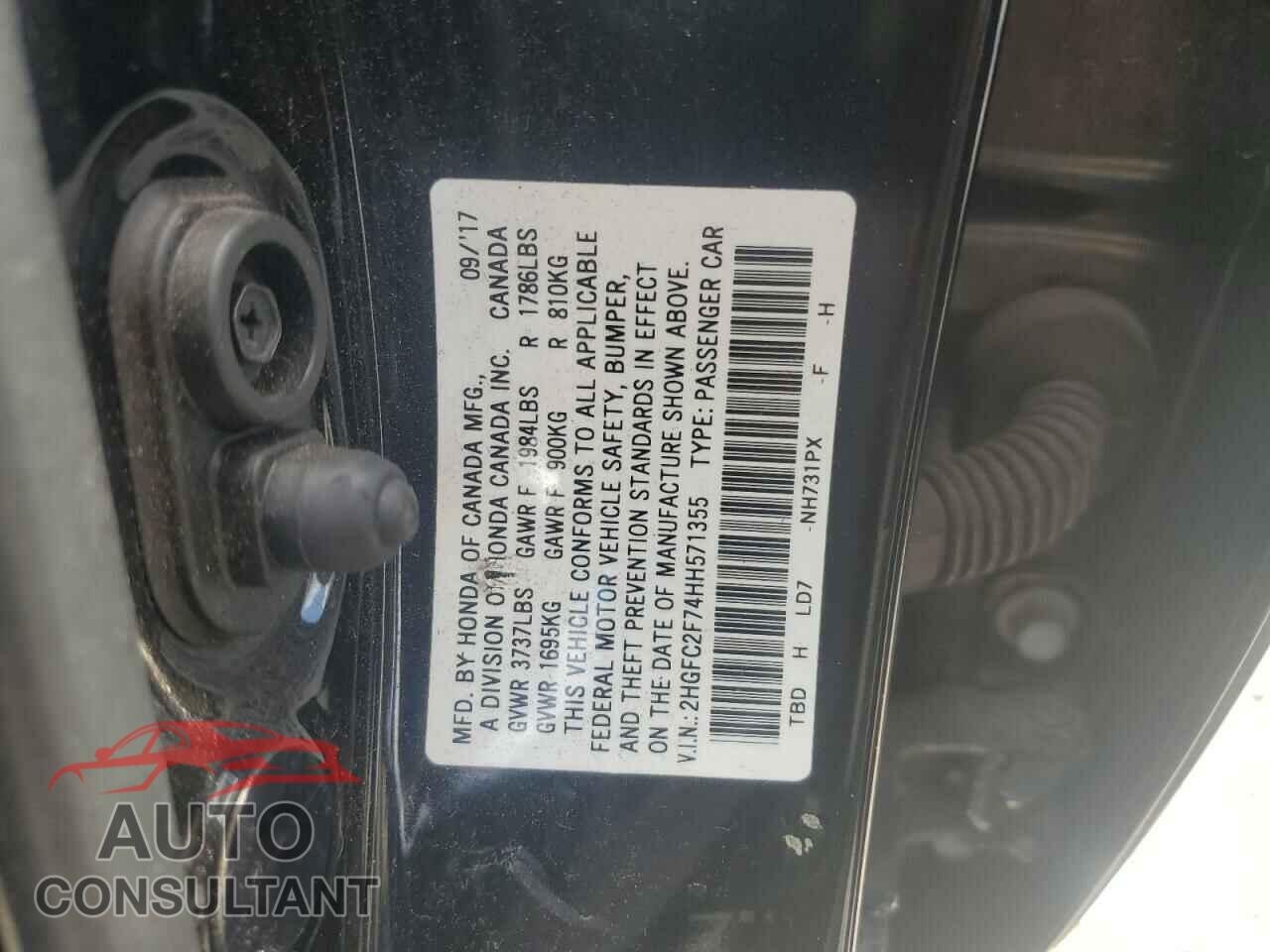 HONDA CIVIC 2017 - 2HGFC2F74HH571355