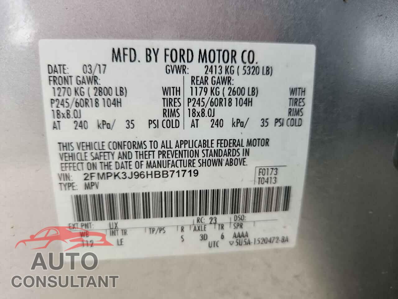 FORD EDGE 2017 - 2FMPK3J96HBB71719