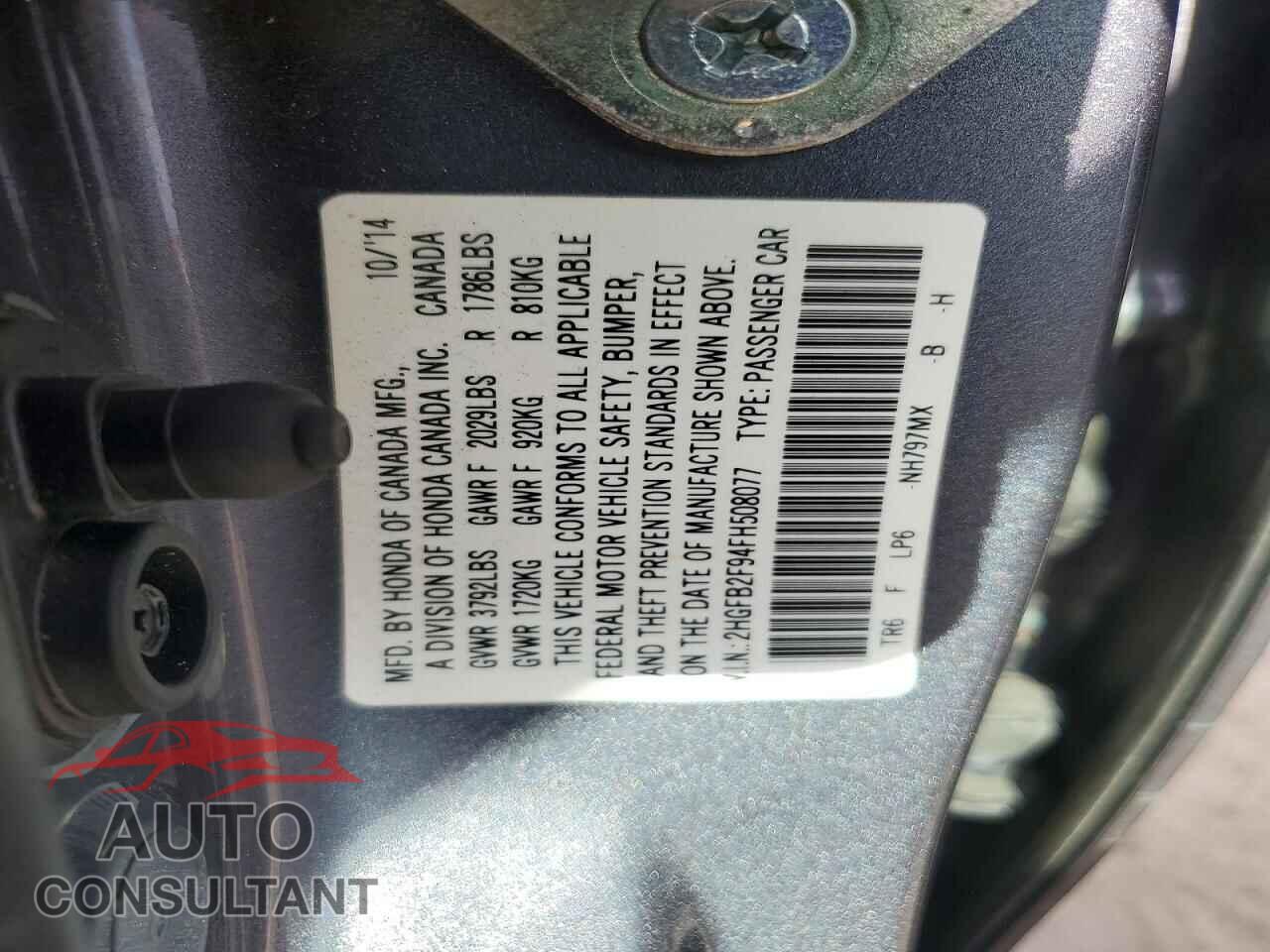 HONDA CIVIC 2015 - 2HGFB2F94FH508077