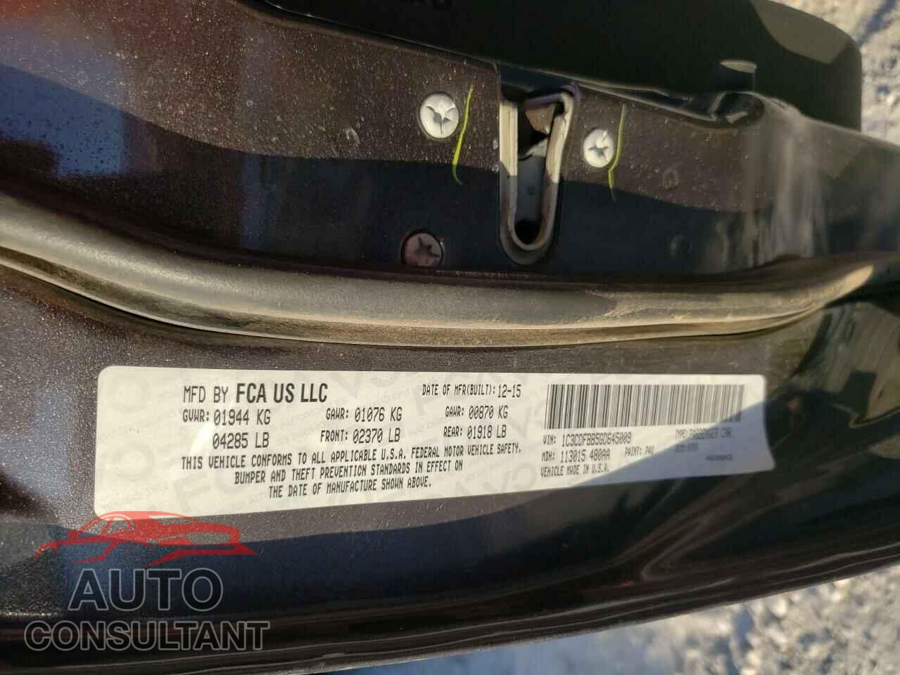 DODGE DART 2016 - 1C3CDFBB5GD645009