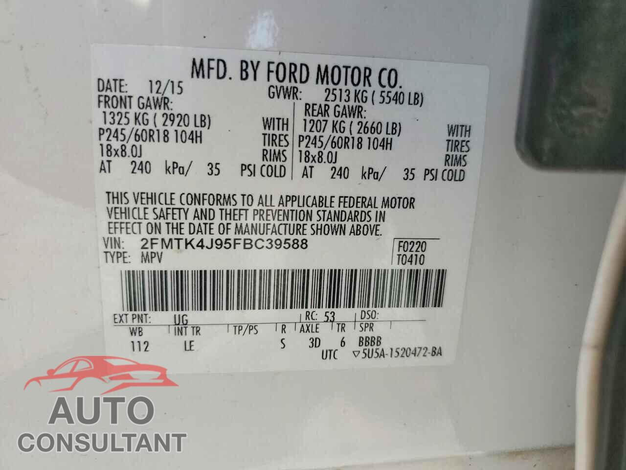 FORD EDGE 2015 - 2FMTK4J95FBC39588