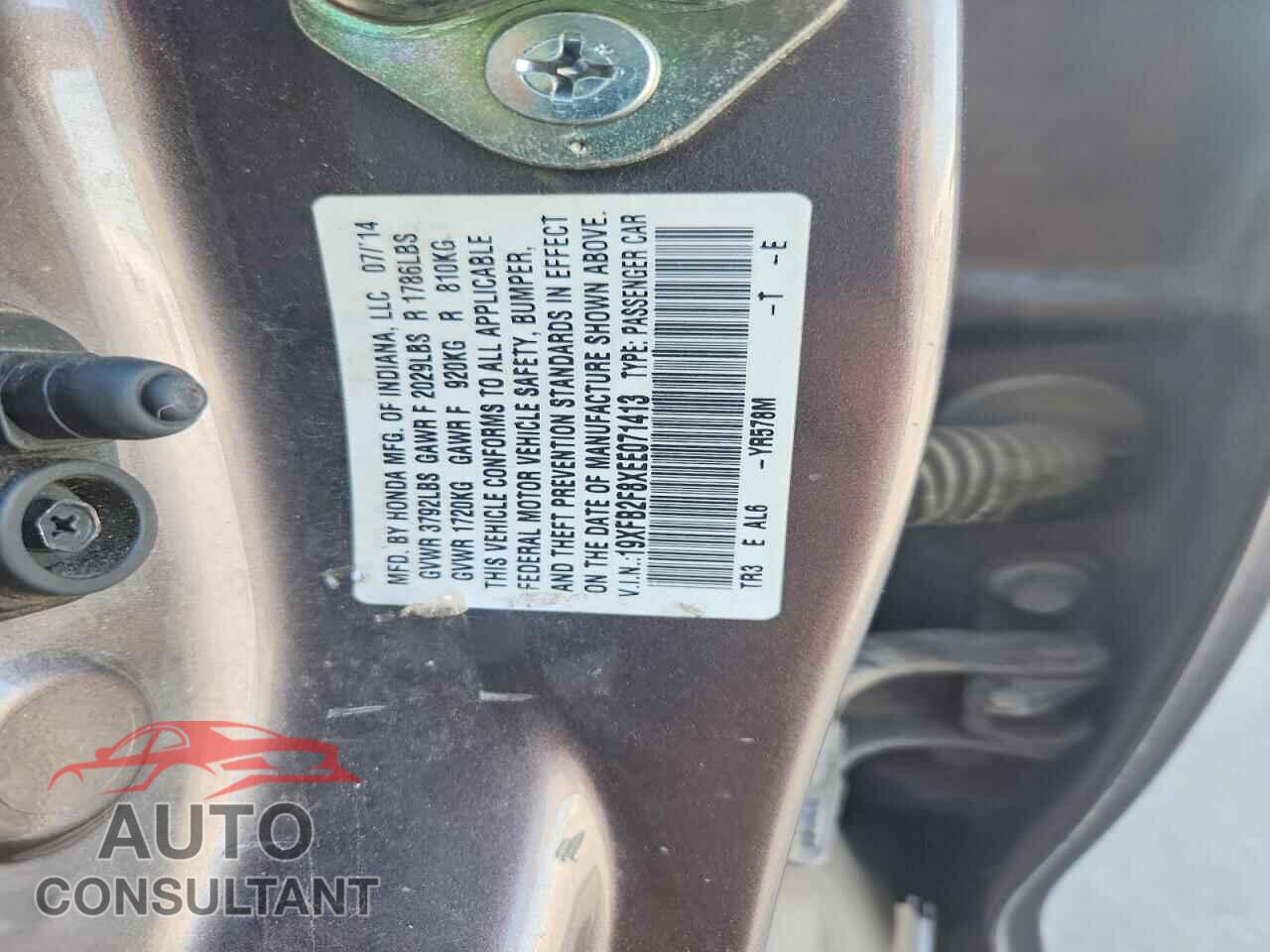 HONDA CIVIC 2014 - 19XFB2F8XEE071413