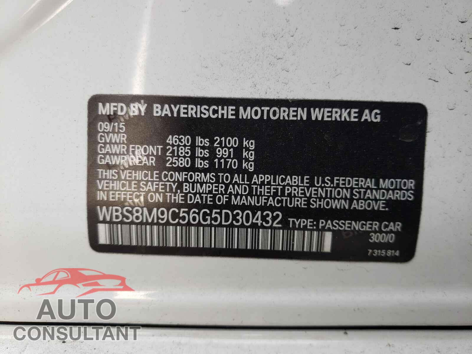 BMW M3 2016 - WBS8M9C56G5D30432