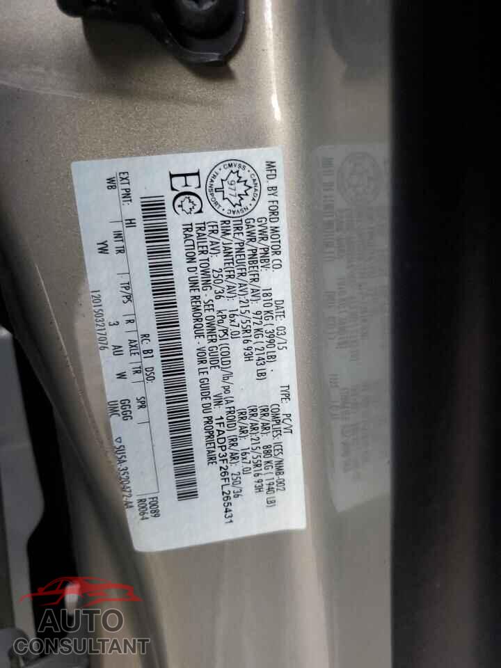 FORD FOCUS 2015 - 1FADP3F26FL265431