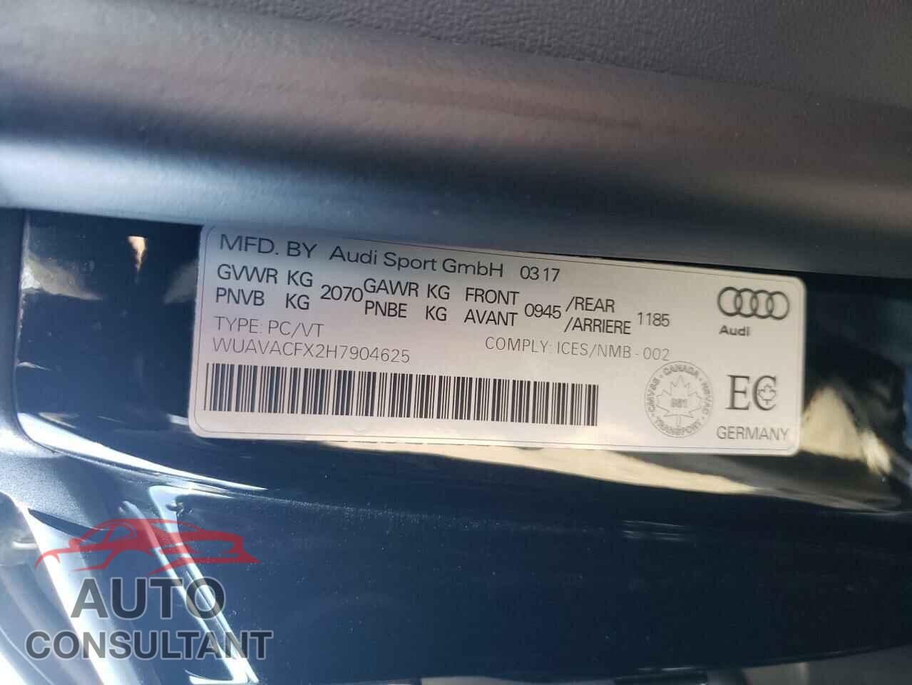 AUDI R8 2017 - WUAVACFX2H7904625