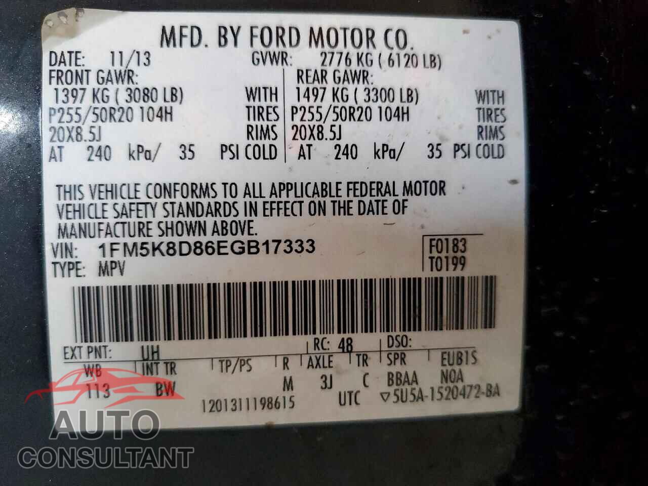 FORD EXPLORER 2014 - 1FM5K8D86EGB17333