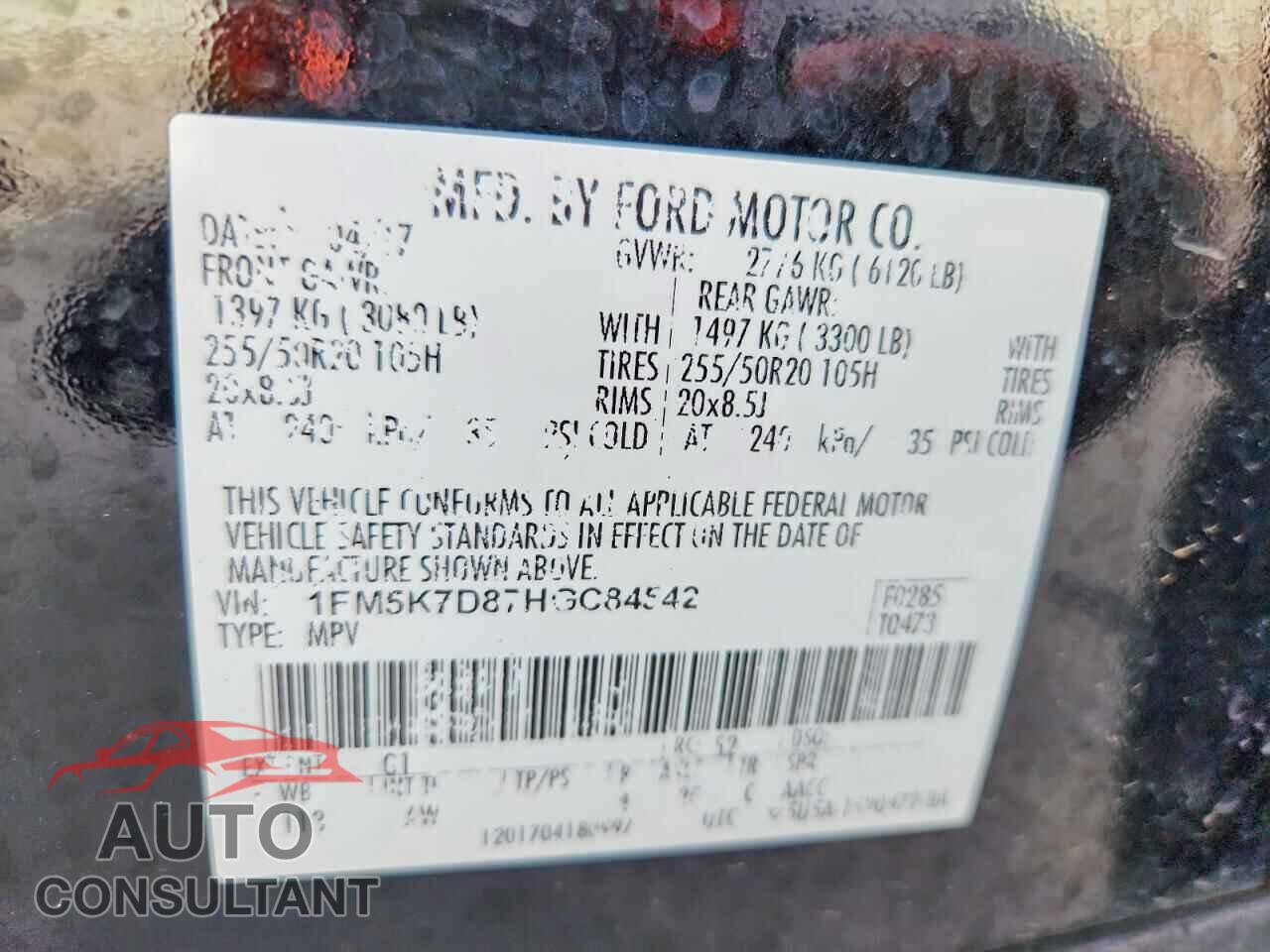FORD EXPLORER 2017 - 1FM5K7D87HGC84542